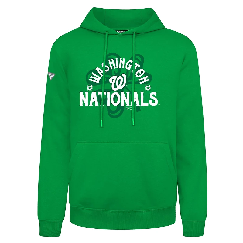 Sweat à capuche vert Washington Nationals St. Patrick's Day Podium Shamrock pour homme Levelwear