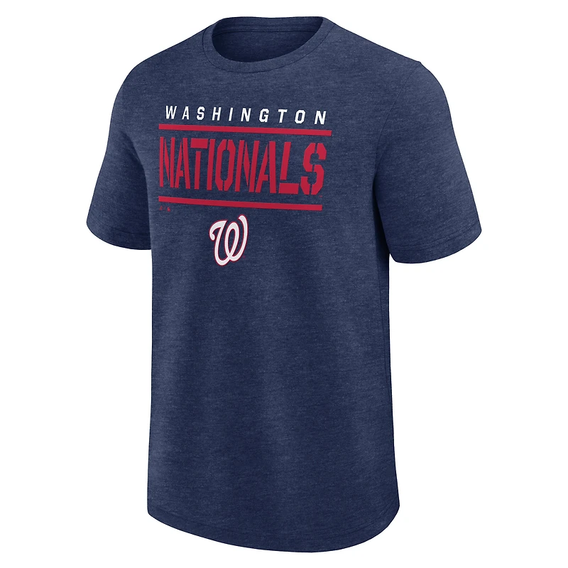 Men's Logo Athletic Heather Navy Washington Nationals Top Notch T-Shirt