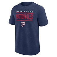 Men's Logo Athletic Heather Navy Washington Nationals Top Notch T-Shirt