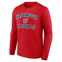 T-shirt à manches longues pour homme, logo athlétique rouge Washington Nationals Heart & Soul