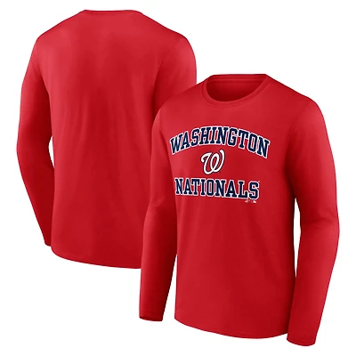 Men's Logo Athletic Red Washington Nationals Heart & Soul Long Sleeve T-Shirt