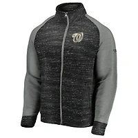 Veste à glissière complète Majestic Heather Black Washington Nationals 2019 World Series Champions Podium pour homme