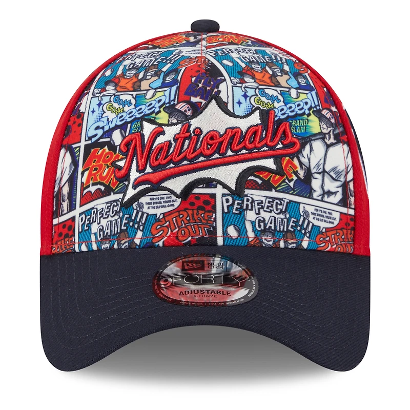 Casquette ajustable New Era 9FORTY rouge/bleu marine pour homme, édition 2025 des Washington Nationals, édition du week-end des joueurs de la MLB