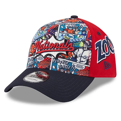 Casquette ajustable New Era 9FORTY rouge/bleu marine pour homme, édition 2025 des Washington Nationals, édition du week-end des joueurs de la MLB
