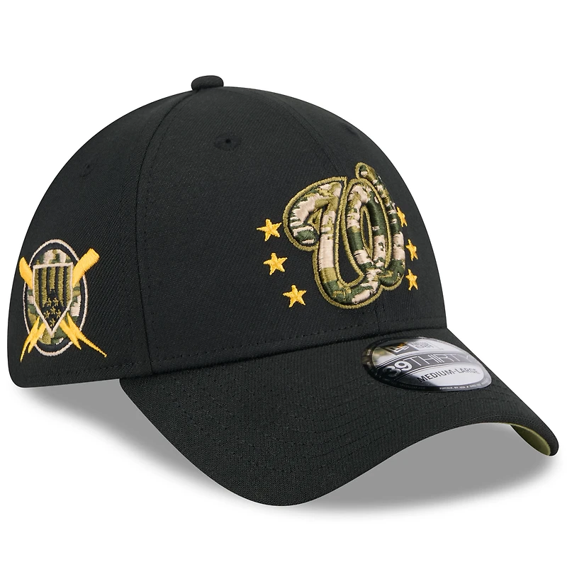 Casquette flexible 39THIRTY pour la Journée des forces armées 2024 Nationals de Washington New Era noire hommes