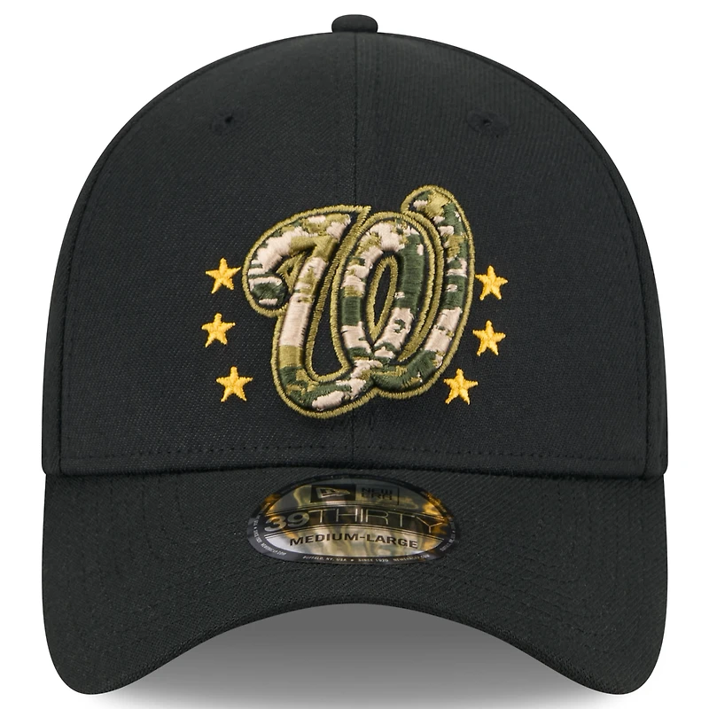Casquette flexible 39THIRTY pour la Journée des forces armées 2024 Nationals de Washington New Era noire hommes