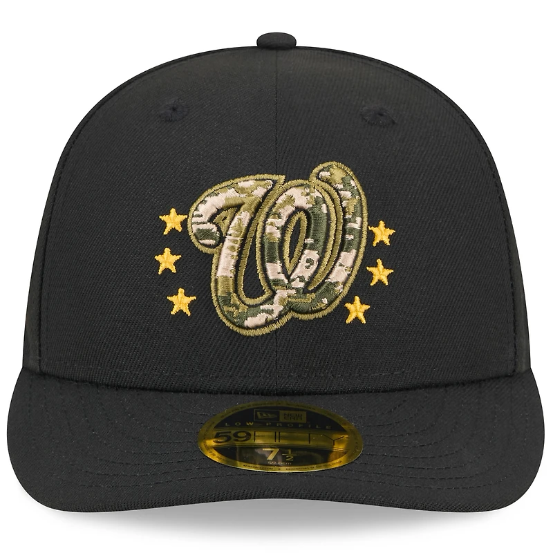 Casquette ajustée 59FIFTY à profil bas pour la Journée des Forces armées 2024 Nationals de Washington New Era noire hommes