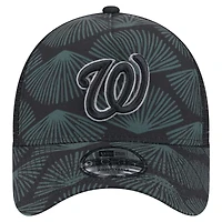 Men's New Era  Black Washington Nationals 9FORTY A-Frame Trucker Adjustable Hat