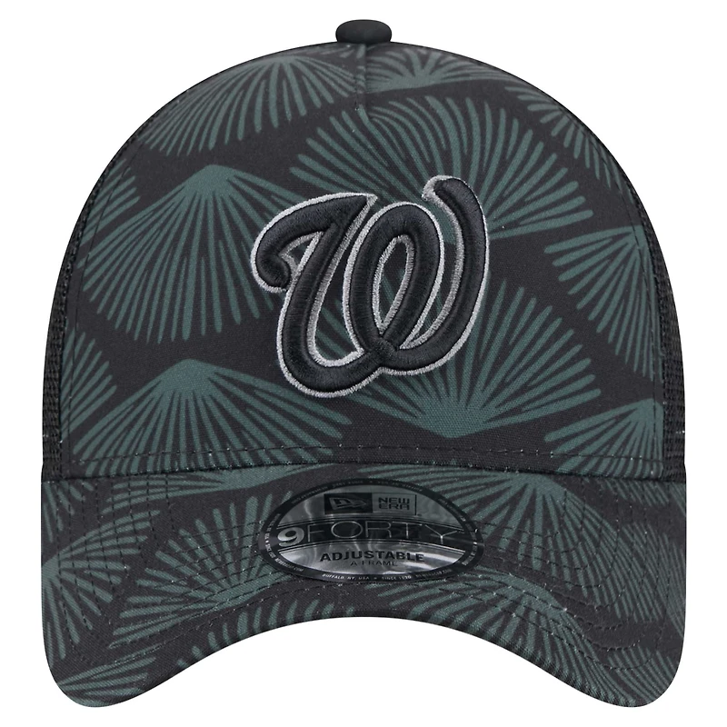 Casquette ajustable 9FORTY A-Frame Trucker noire des Nationals de Washington pour homme de New Era