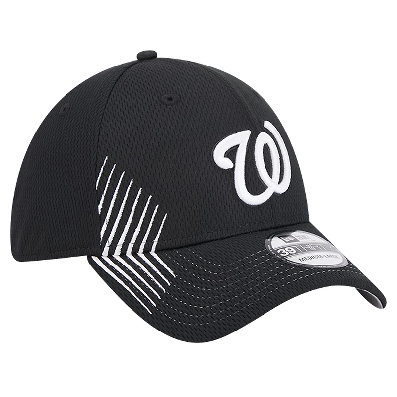 Casquette flexible Active Dash Mark 39THIRTY des Washington Nationals New Era noire pour hommes