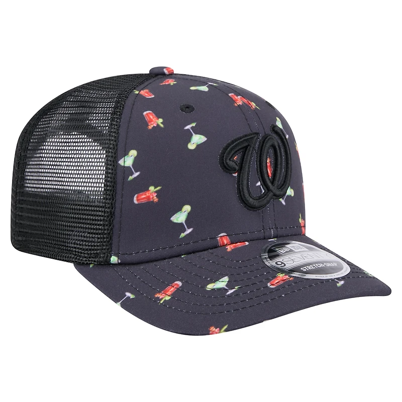 Casquette extensible à bouton-pression New Era noire pour homme, motif aventure 9SEVENTY des Washington Nationals