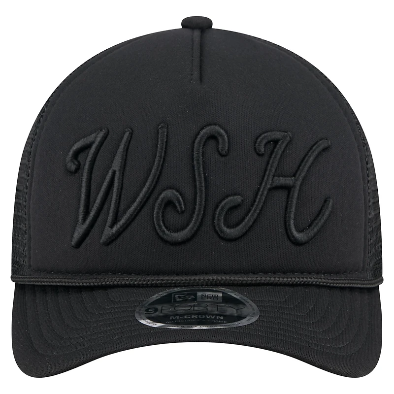 Casquette camionneur ajustable 9FORTY A-Frame M-Crown noire des Nationals de Washington pour homme New Era
