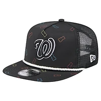 Men's New Era  Black Washington Nationals Gummy Golfer Trucker Adjustable Hat