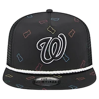 Men's New Era  Black Washington Nationals Gummy Golfer Trucker Adjustable Hat