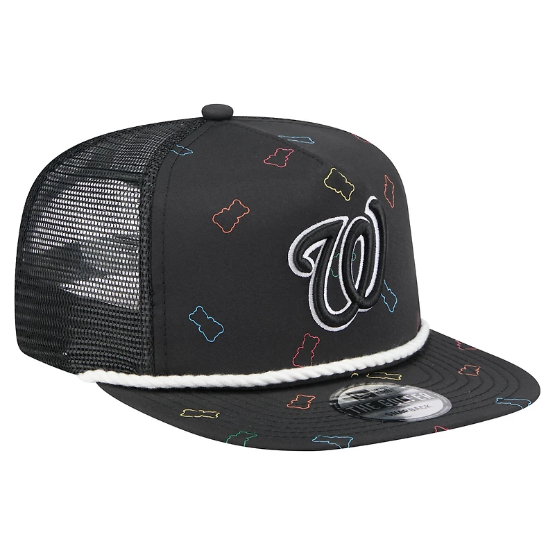 Men's New Era  Black Washington Nationals Gummy Golfer Trucker Adjustable Hat