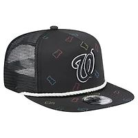Men's New Era  Black Washington Nationals Gummy Golfer Trucker Adjustable Hat