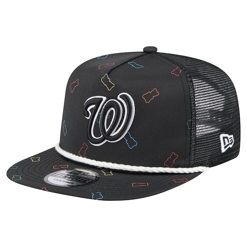 Men's New Era  Black Washington Nationals Gummy Golfer Trucker Adjustable Hat