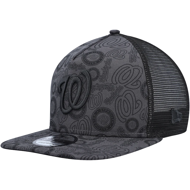 Casquette Snapback 9FIFTY Trucker Snapback avec cadre en A des Nationals de Washington New Era pour homme, noire