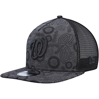 Casquette Snapback 9FIFTY Trucker Snapback avec cadre en A des Nationals de Washington New Era pour homme, noire