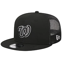 Men's New Era Black Washington Nationals Trucker 9FIFTY Snapback Hat