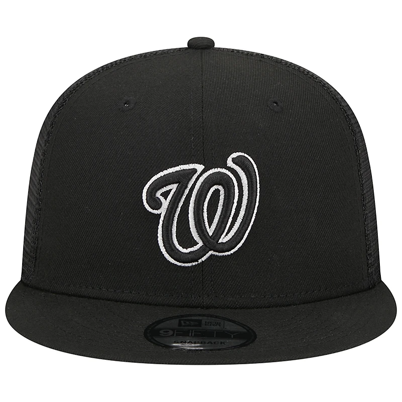Men's New Era Black Washington Nationals Trucker 9FIFTY Snapback Hat
