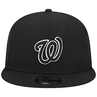 Men's New Era Black Washington Nationals Trucker 9FIFTY Snapback Hat