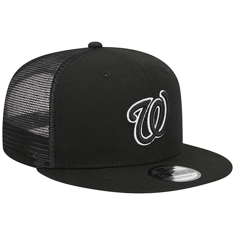 Men's New Era Black Washington Nationals Trucker 9FIFTY Snapback Hat