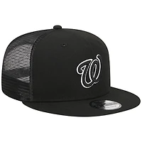 Men's New Era Black Washington Nationals Trucker 9FIFTY Snapback Hat
