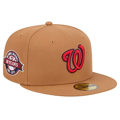 Casquette ajustée 59FIFTY marron des Washington Nationals New Era pour hommes
