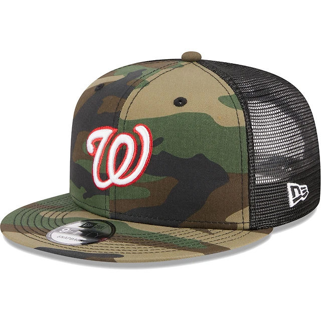 New Era Oakland Raiders Trucker 9Fifty Snapback: Cappello Regolabile Woodland Camo/Nero, Ufficiale NFL