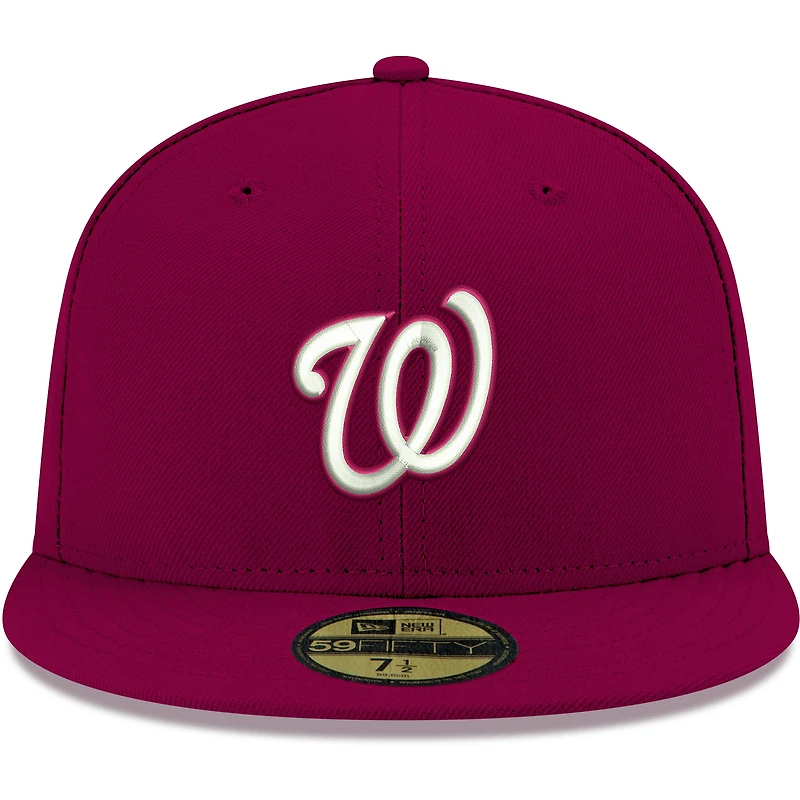 Men's New Era Cardinal Washington Nationals White Logo 59FIFTY Fitted Hat