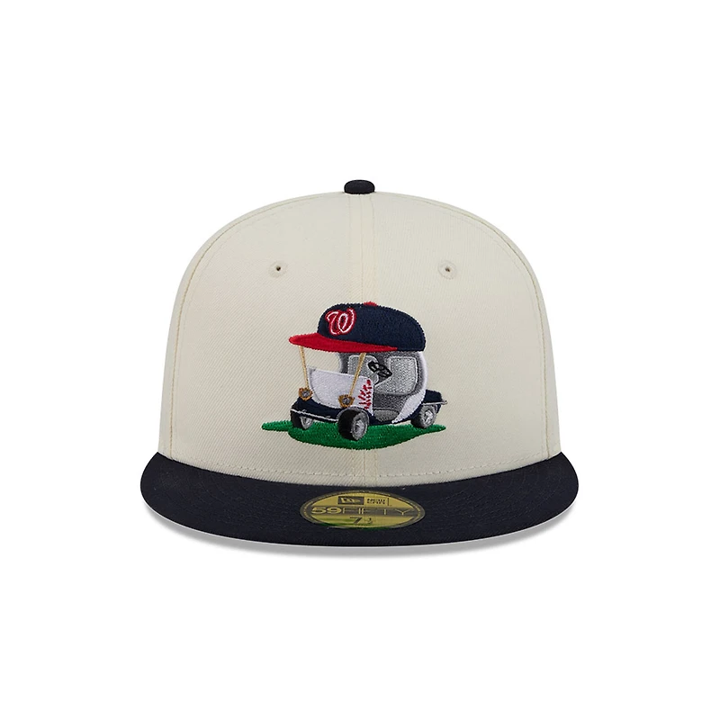 Casquette ajustée New Era 59FIFTY crème/marine pour homme, Washington Nationals Bullpen Cart