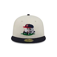 Casquette ajustée New Era 59FIFTY crème/marine pour homme, Washington Nationals Bullpen Cart