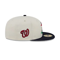 Men's New Era  Cream/Navy Washington Nationals Bullpen Cart 59FIFTY Fitted Hat