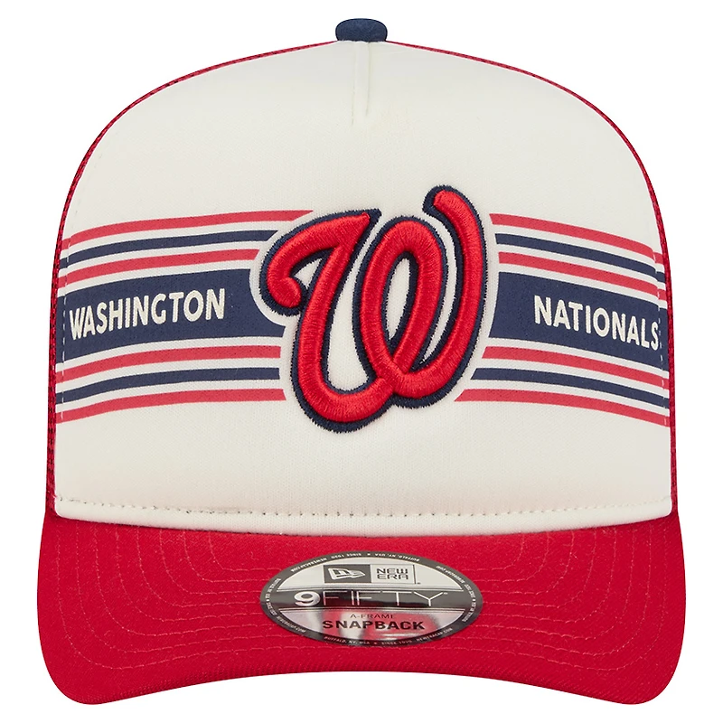 Casquette snapback A-Frame 9FIFTY Trucker pour homme New Era crème/rouge Washington Nationals Banner