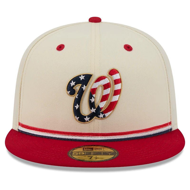 Men's New Era Cream/Red Washington Nationals USA 250 Fourth of July 59FIFTY Fitted Hat