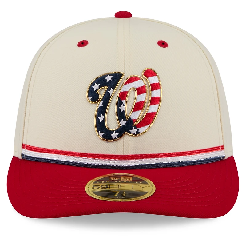 Casquette ajustée New Era crème/rouge Washington Nationals USA 250 Fourth of July, profil bas, modèle 59FIFTY pour homme