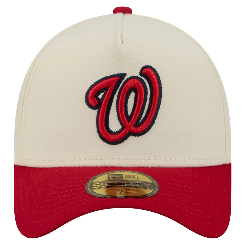Casquette ajustée New Era crème Washington Nationals Chrome A-Frame 59FORTY pour homme
