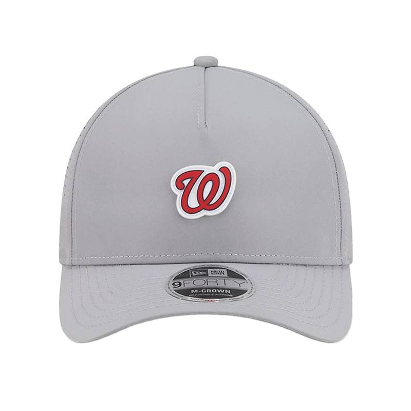 Men's New Era Gray Washington Nationals Micro Logo 9FORTY M-Crown A-Frame Adjustable Hat