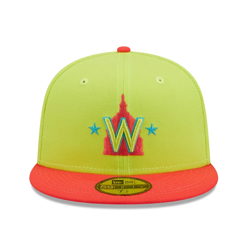 Casquette ajustée 59FIFTY Cyber ​​Highlighter de la saison inaugurale des Washington Nationals 2008 New Era pour homme, vert/rouge