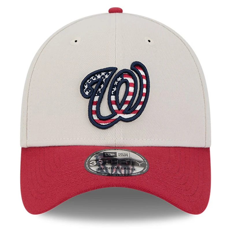 Men's New Era  Khaki/Red Washington Nationals 2024 Fourth of July 39THIRTY Flex Hat