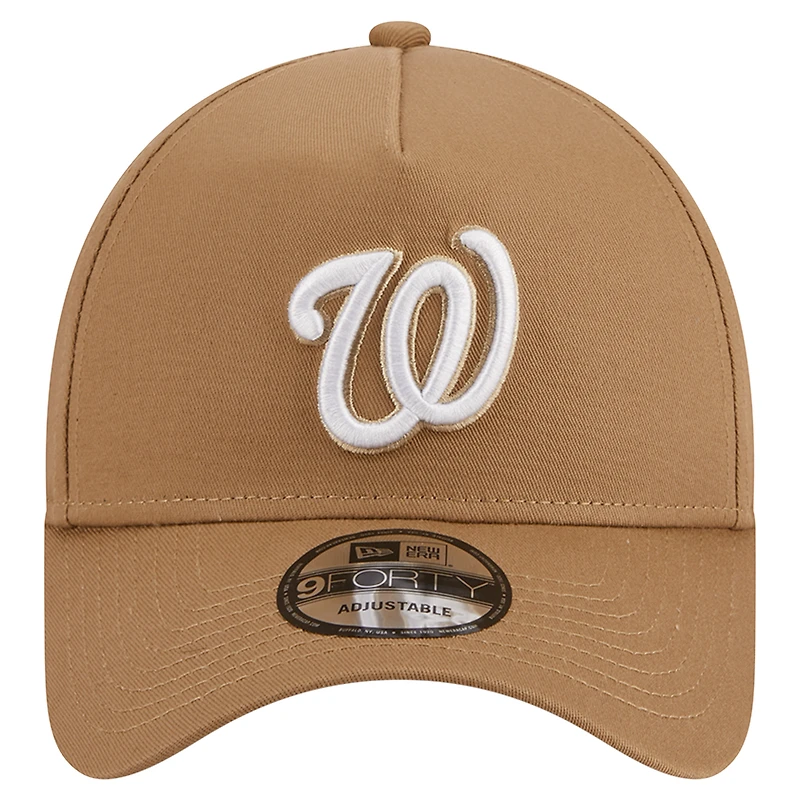 Men's New Era Khaki Washington Nationals A-Frame 9FORTY Adjustable Hat