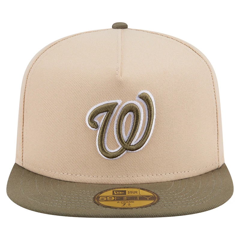 Casquette ajustée bicolore 59FIFTY des Nationals de Washington, beige clair/olive, pour homme, New Era