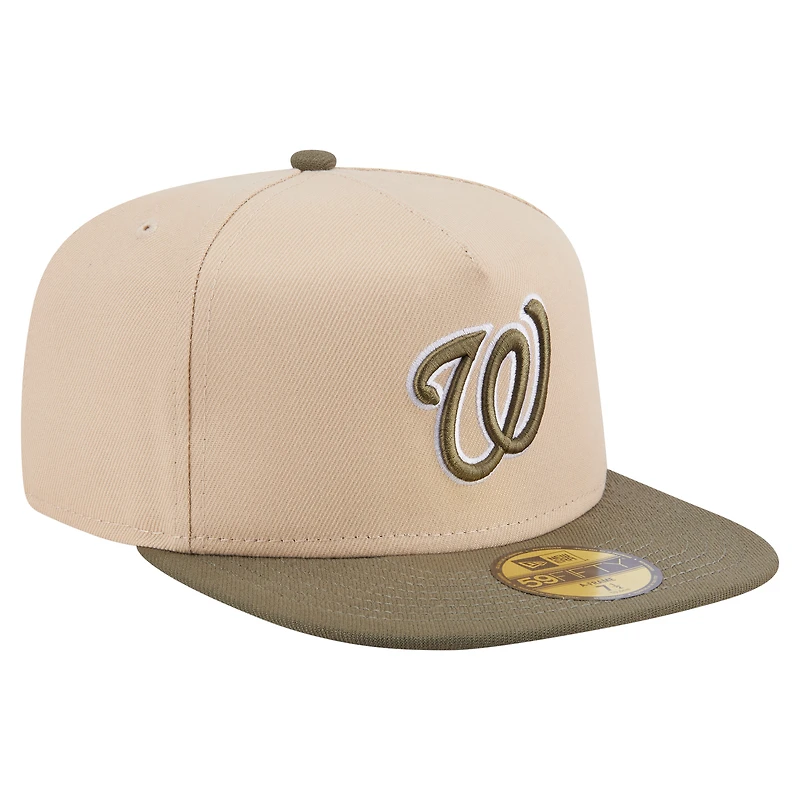 Casquette ajustée bicolore 59FIFTY des Nationals de Washington, beige clair/olive, pour homme, New Era