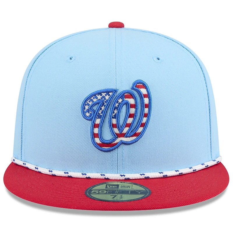 Men's New Era Light Blue/Red Washington Nationals 2025 Fourth of July 59FIFTY Fitted Hat