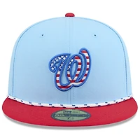 Men's New Era Light Blue/Red Washington Nationals 2025 Fourth of July 59FIFTY Fitted Hat
