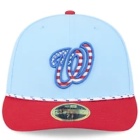 Casquette ajustée New Era 59FIFTY bleu clair/rouge pour homme, Washington Nationals 2025, 4 juillet