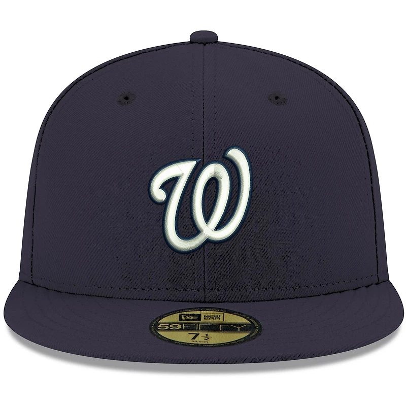 Men's New Era Navy Washington Nationals White Logo 59FIFTY Fitted Hat