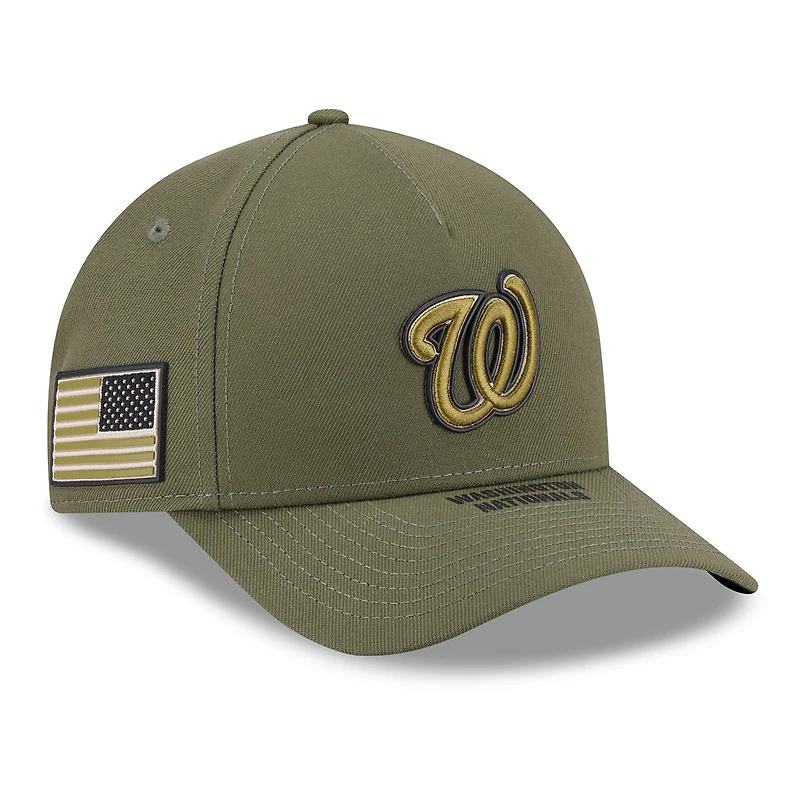 Casquette ajustable New Era Olive Washington Nationals 2026 Journée des forces armées 9FORTY pour homme