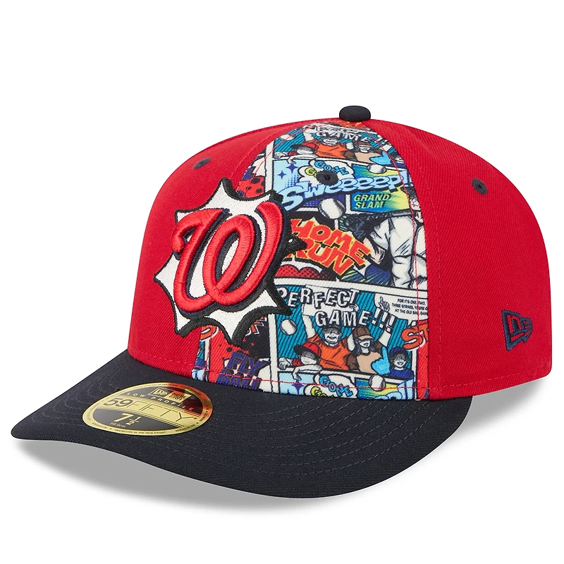 Casquette ajustée 59FIFTY basse New Era rouge/bleu marine Washington Nationals 2025 MLB Players' Weekend pour homme